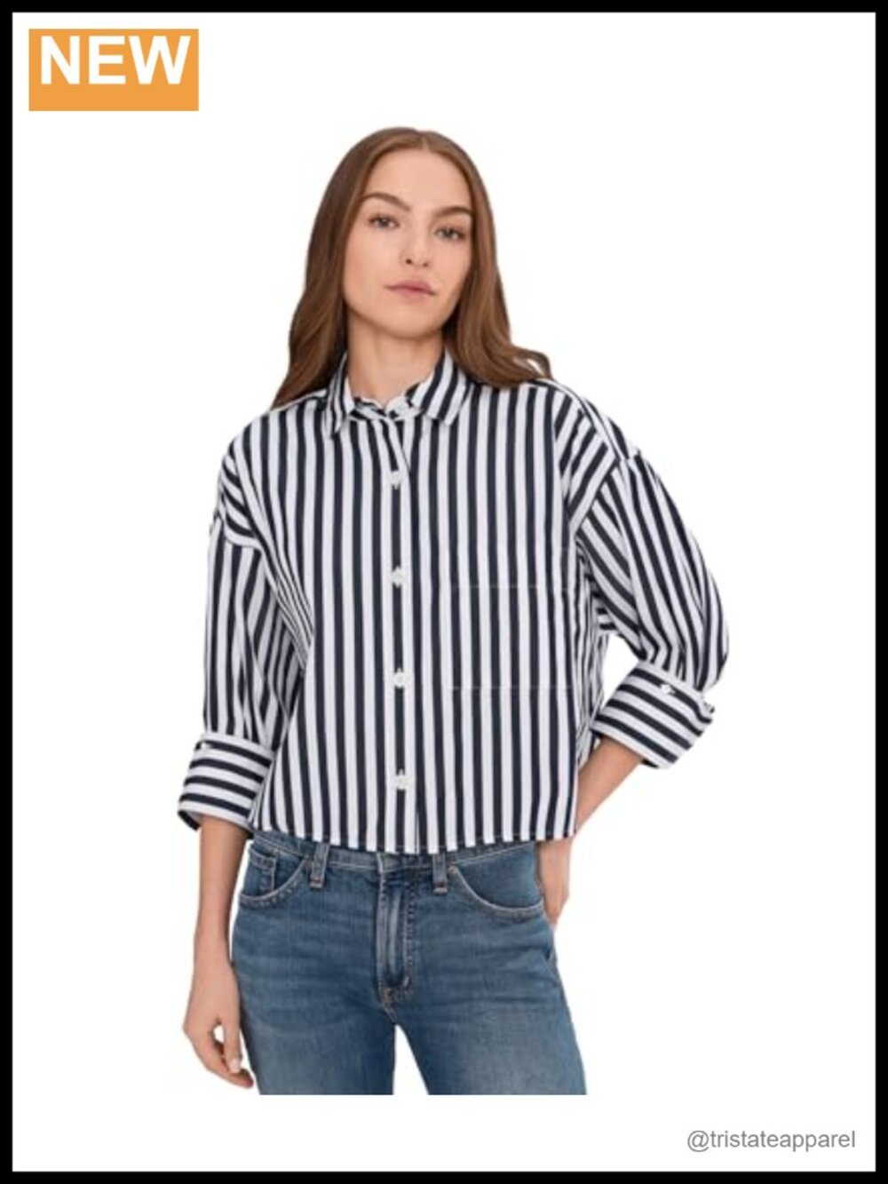 Madewell Alice Button Down Shirt Navy Cotton Long Sleeve Striped Blouse